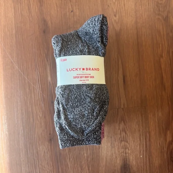 LUCKY BRAND Super Soft Boot Socks 6 Pack Multi Women’s Size 5-10 - Picture 4 of 11